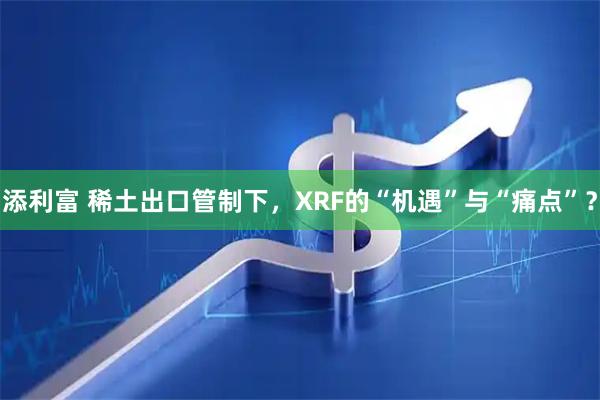 添利富 稀土出口管制下，XRF的“机遇”与“痛点”？