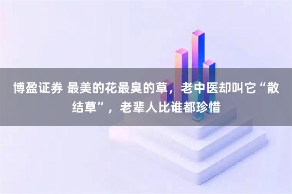 博盈证券 最美的花最臭的草，老中医却叫它“散结草”，老辈人比谁都珍惜
